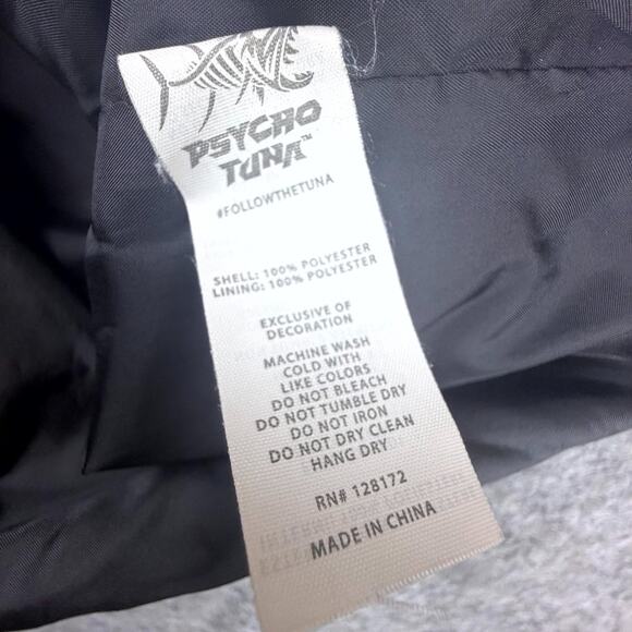 Psycho Tuna Anorak Jacket Mens Large Black Purple Hooded Water Resistant - Picture 7 of 7